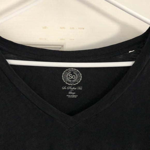 Black Short Sleeve V Neck T-Shirt - Picture 2 of 3